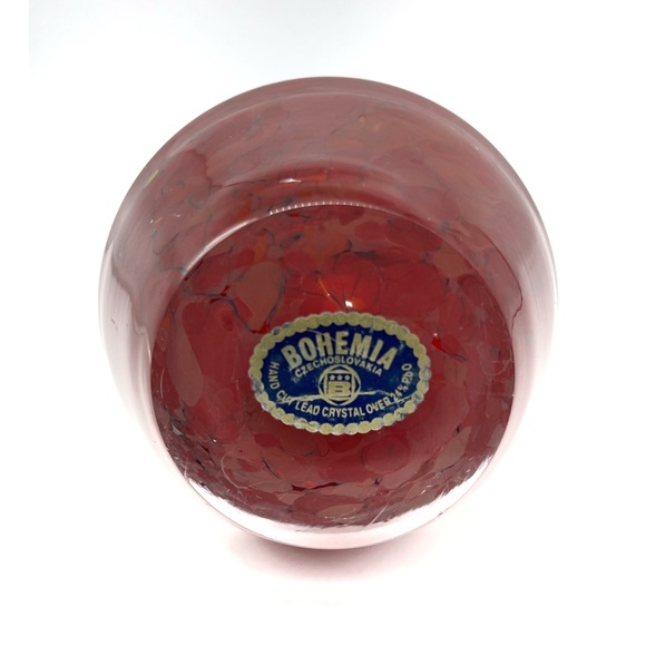 vintage bohemian czech glass Crystal vase Red Swirl Hand Cut Lead Crystal. - Picture 5 of 5